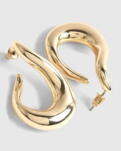 Gold Abstract Hoop Earrings