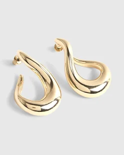 Gold Abstract Hoop Earrings