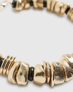 Gold and Black Nugget Necklace