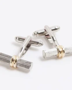 Gold and Silver Mixed Metal Bar Cufflinks