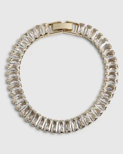 Gold Baguette Diamond Simulant Bracelet