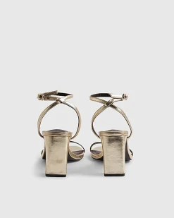 Gold Barely There Heeled Sandals
