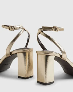 Gold Barely There Heeled Sandals
