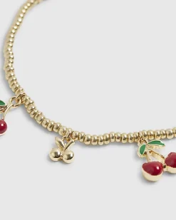 Gold Beaded Cherry Anklet