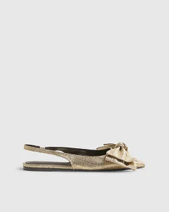 Gold Bow Slingback Pumps