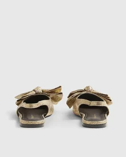 Gold Bow Slingback Pumps