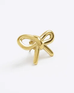 Gold Bow Stud Earrings