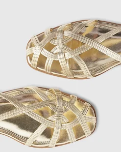 Gold Caged Flat Sandals