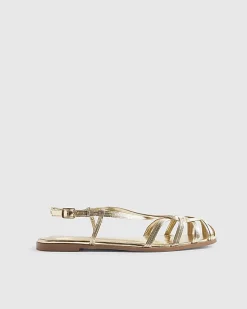 Gold Caged Flat Sandals