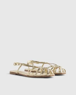 Gold Caged Flat Sandals