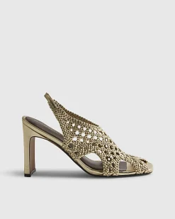 Gold Caged Heeled Sandals