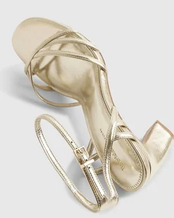 Gold Caged Heeled Sandals