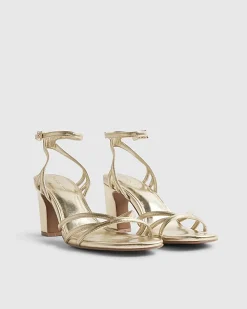 Gold Caged Heeled Sandals