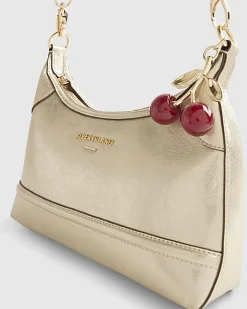 Gold Cherry Charm Shoulder Bag