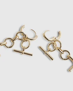 Gold Chunky Bar Drop Earrings