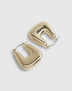 Gold Chunky Square Hoop Earrings