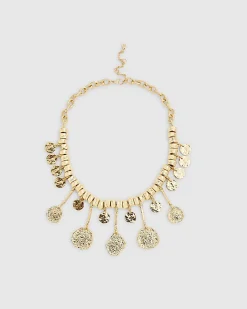 Gold coin collar necklace