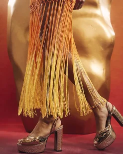 Gold Cross Strap Platform Heels