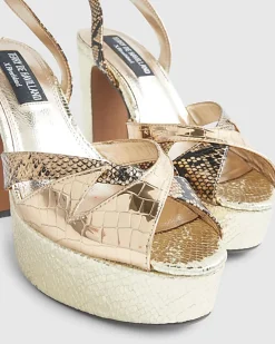 Gold Cross Strap Platform Heels