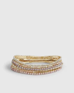 Gold Diamante Bracelet 7 Pack