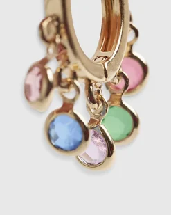 Gold Diamante Drop Hoop Earrings