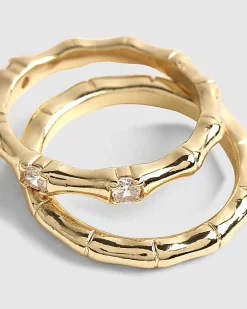 Gold Diamond Simulant 2 Pack Rings