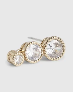 Gold Diamond Simulant Drop Earrings