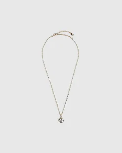 Gold Diamond Simulant Pendant Necklace