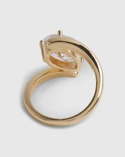 Gold Diamond Simulant Spiral Ring
