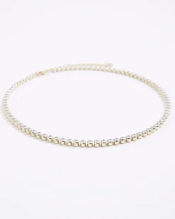 Gold Diamond Simulant Tennis Necklace
