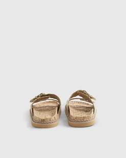 Gold Double Scallop Strap Sandals