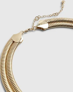 Gold Double Snake Chain Necklace