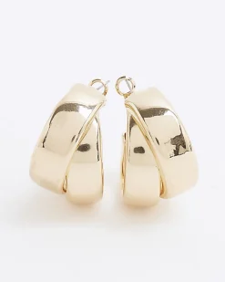 Gold Double Wrap Chunky Hoop Earrings