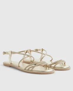 Gold Embellished Flat Sandals