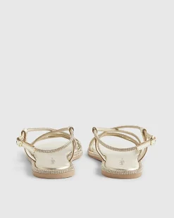 Gold Embellished Flat Sandals