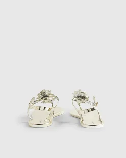 Gold Flower Toe Thong Sandals