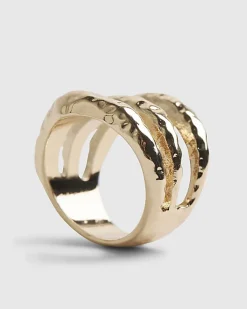 Gold Hammered Tiered Ring