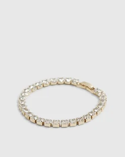 Gold Heart Diamond Simulant Tennis Bracelet