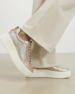 Gold Lace Up Flatform Trainers