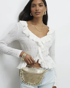 Gold Leather Studded Bum Bag