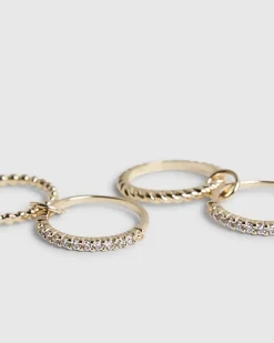 Gold Linked Diamond Simulant Stack Rings Set
