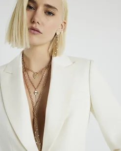 Gold Lock And Key Lariat Necklace