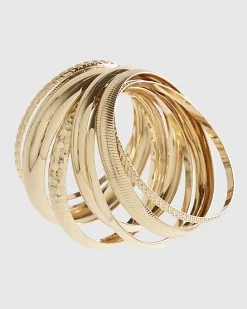 Gold Metal Bangle Stack
