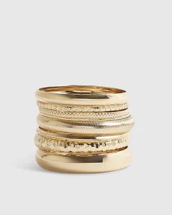 Gold Metal Bangle Stack