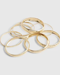Gold Metal Bangle Stack