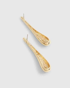 Gold Metal Drop Earrings