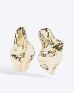 Gold Molten Stud Earrings