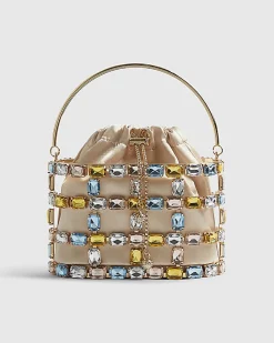 Gold Multi Gem Basket Bag