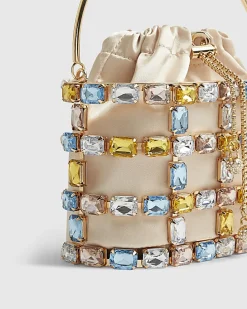 Gold Multi Gem Basket Bag