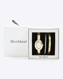 Gold Oval Watch And Bracelet Multipack